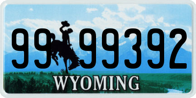 WY license plate 9999392