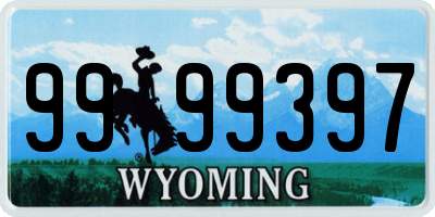 WY license plate 9999397