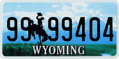 WY license plate 9999404