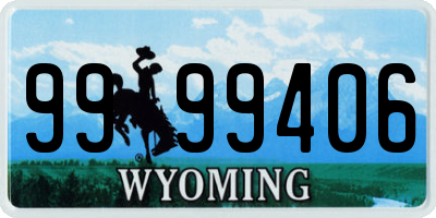 WY license plate 9999406