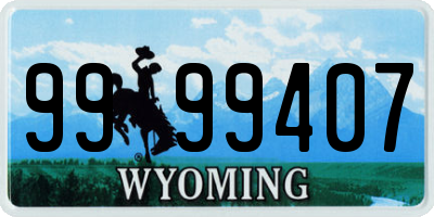 WY license plate 9999407