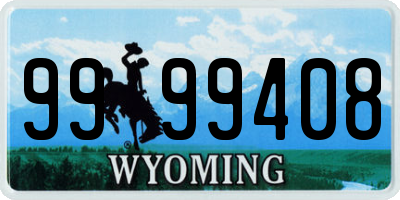 WY license plate 9999408