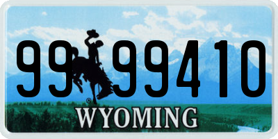 WY license plate 9999410