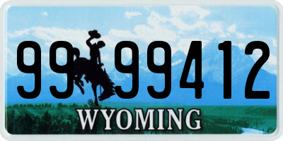 WY license plate 9999412