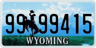 WY license plate 9999415