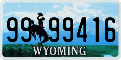 WY license plate 9999416