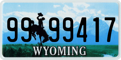 WY license plate 9999417