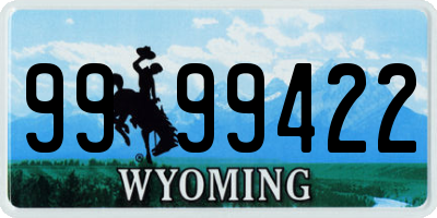 WY license plate 9999422