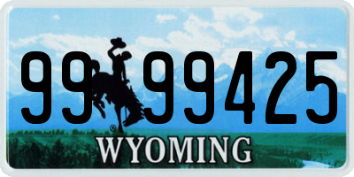 WY license plate 9999425