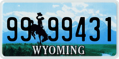 WY license plate 9999431