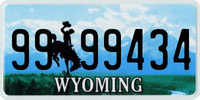 WY license plate 9999434