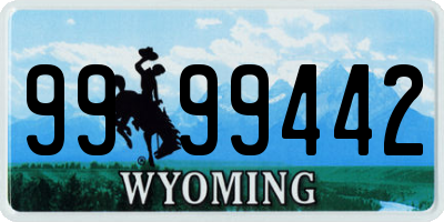 WY license plate 9999442