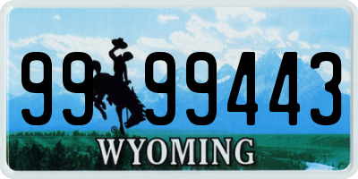 WY license plate 9999443