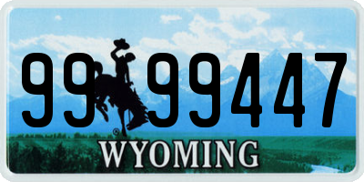 WY license plate 9999447