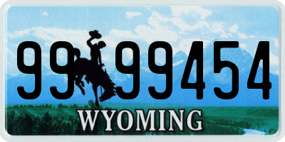 WY license plate 9999454