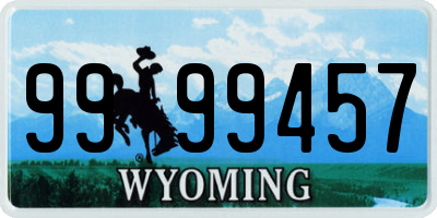 WY license plate 9999457