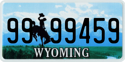 WY license plate 9999459