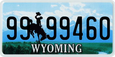 WY license plate 9999460