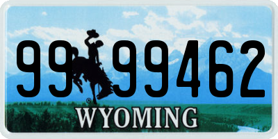 WY license plate 9999462