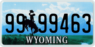 WY license plate 9999463