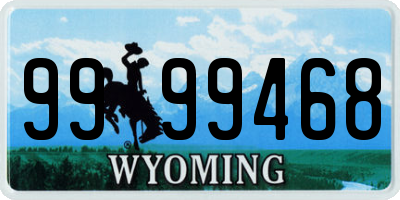 WY license plate 9999468