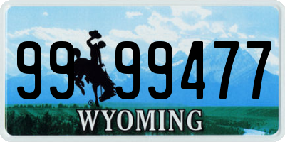 WY license plate 9999477