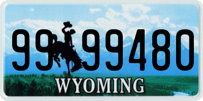 WY license plate 9999480