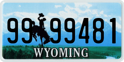 WY license plate 9999481