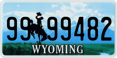 WY license plate 9999482