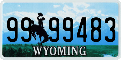 WY license plate 9999483