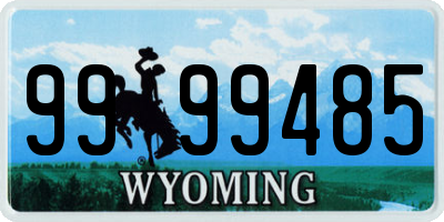 WY license plate 9999485