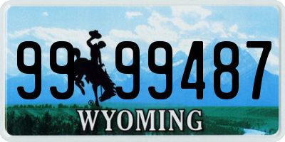 WY license plate 9999487