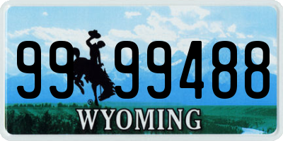 WY license plate 9999488