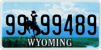 WY license plate 9999489