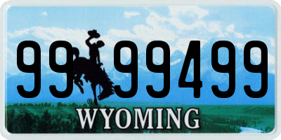 WY license plate 9999499