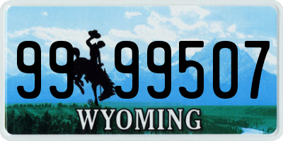 WY license plate 9999507