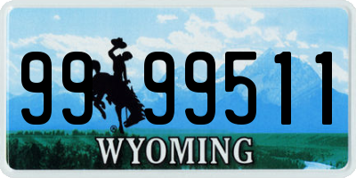 WY license plate 9999511