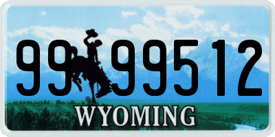 WY license plate 9999512