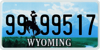 WY license plate 9999517