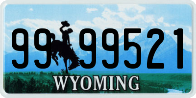 WY license plate 9999521