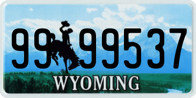 WY license plate 9999537