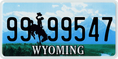 WY license plate 9999547