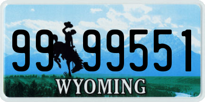 WY license plate 9999551