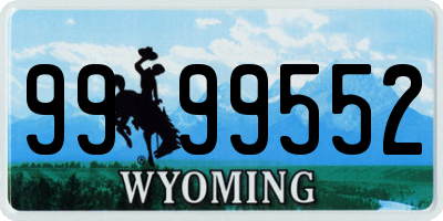 WY license plate 9999552