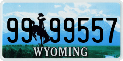 WY license plate 9999557