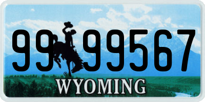 WY license plate 9999567