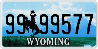 WY license plate 9999577