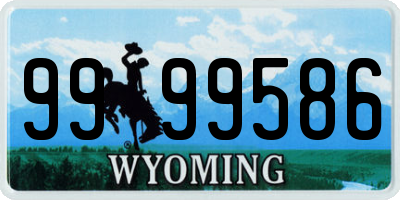 WY license plate 9999586