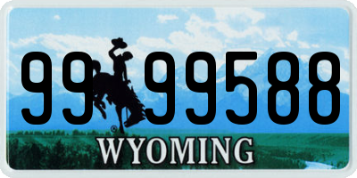 WY license plate 9999588