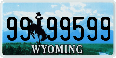 WY license plate 9999599